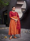 Poonam Handloom Kali Fancy Ethnic Wear Jacquard Anarkali Kurti With Dupatta Collection